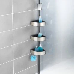 WENKO Telescopisch Doucherek Big Black 3-laags Met Spiegel Zilver/zwart - Bevestigen Zonder Boren -Merkloos Shop 1200x1200 1279