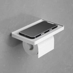 Framehack Toiletrolhouder Met Plankje Zelfklevend Zonder Boren - WC Rolhouder - Toiletrolhouder Wit - Planchet Badkamer Wit - Opbergplankje