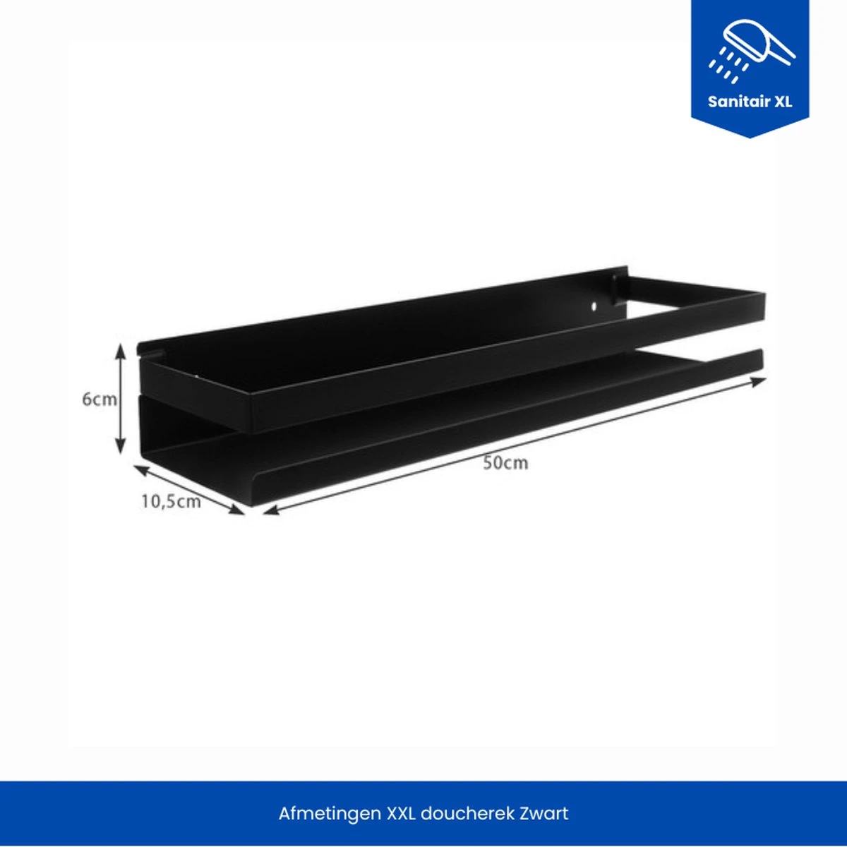 SanitairXL - Doucherek Zwart RVS - 50 Cm Breed - Badkamer Rekje - Douche Rekje - Wandrekje - Hangend Doucherek - Keuken Wandrek 4 SanitairXL - Doucherek Zwart RVS - 50 Cm Breed - Badkamer Rekje - Douche Rekje - Wandrekje - Hangend Doucherek - Keuken Wandrek - Afbeelding 2
