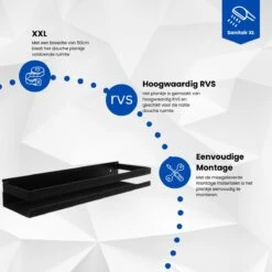SanitairXL - Doucherek Zwart RVS - 50 Cm Breed - Badkamer Rekje - Douche Rekje - Wandrekje - Hangend Doucherek - Keuken Wandrek 10 SanitairXL - Doucherek Zwart RVS - 50 Cm Breed - Badkamer Rekje - Douche Rekje - Wandrekje - Hangend Doucherek - Keuken Wandrek -Merkloos Shop 1200x1200 1294