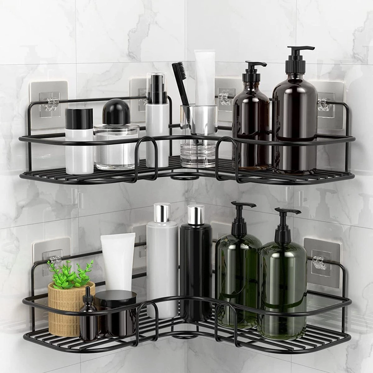 Avalo Doucherek Hoekvorm - 2 Stuks - Bevestigen Zonder Boren Of Schroeven - Bevestigen Middels Plakstrip 3 Avalo Doucherek Hoekvorm - 2 Stuks - Bevestigen Zonder Boren Of Schroeven - Bevestigen Middels Plakstrip