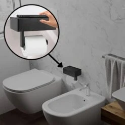 Toiletrolhouder - Plankje & Bakje - Planchet Opbergruimte - WC Rolhouder - Zelfklevend Of Borend - RVS - Waterbestendig - Rheme -Merkloos Shop 1200x1200 13