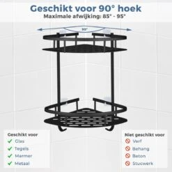 Merkloos Zelfklevend Doucherek 2 Laags - Ophangbaar Hoek Badrek Met Zuignap - Hangend Badkamer Rekje - Douchemandje - Geschikt Voor Muur/Wand Bevestiging - Ophangen Zonder Boren En Schroeven - Roestvrij - Mat Zwart -Merkloos Shop 1200x1200 1308