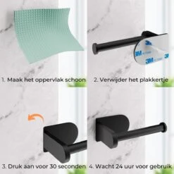 Nevana Toiletrolhouder - WC Rolhouder - Toiletpapier - Papier Rol Houder - Zelfklevend - Zonder Boren - Zwart - RVS -Merkloos Shop 1200x1200 132