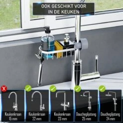 Nolad® - Doucherek Hangend - Doucherek Zonder Boren - Keukenrek - Gootsteen Organizer - Badkamer Accessoires - Zilver -Merkloos Shop 1200x1200 1330