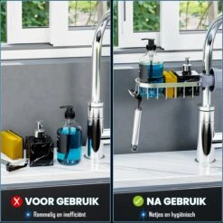 Nolad® - Doucherek Hangend - Doucherek Zonder Boren - Keukenrek - Gootsteen Organizer - Badkamer Accessoires - Zilver -Merkloos Shop 1200x1200 1335