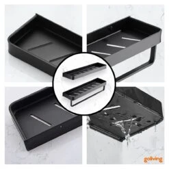 Goliving Doucherek Zonder Boren - Doucherekje- Badkamerrek 2 Laags - Hangend - Wandrek - RVS - Opbergrek - 40cm - Zwart -Merkloos Shop 1200x1200 1339
