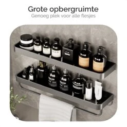 Goliving Doucherek Zonder Boren - Doucherekje- Badkamerrek 2 Laags - Hangend - Wandrek - RVS - Opbergrek - 40cm - Zwart -Merkloos Shop 1200x1200 1342