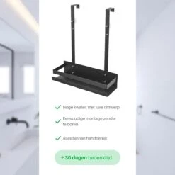 Doucherek Hangend - Ophangbaar Doucherek - Mat Zwart - Badkamerrek - Zonder Boren - Doucherek Aan Douchewand - Doucherekje -Merkloos Shop 1200x1200 1354