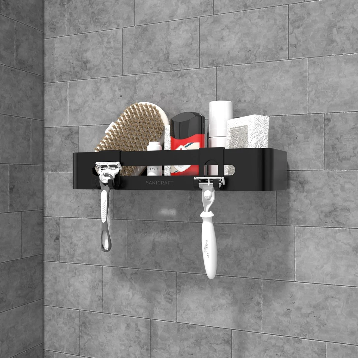 Doucherekje Van Sanicraft® - Doucherekje Zonder Boren - Geschikt Voor Elk Type Muur - Hangend - Roestvrij - 2 Stuks - Zwart 10 Doucherekje Van Sanicraft® - Doucherekje Zonder Boren - Geschikt Voor Elk Type Muur - Hangend - Roestvrij - 2 Stuks - Zwart - Afbeelding 8