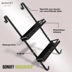 Bonoff Doucherek Zwart – 2 Laags - Doucherek Zonder Boren - Zwart – Doucherek Hangend - Badkamerrek –RVS – Badkamer Accessoires – Stijlvol -Merkloos Shop 1200x1200 1372