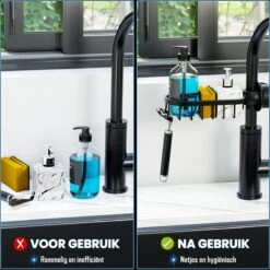 Nolad® - Doucherek Hangend - Doucherek Zonder Boren - Keukenrek - Gootsteen Organizer - Badkamer Accessoires - Zwart 12 Nolad® - Doucherek Hangend - Doucherek Zonder Boren - Keukenrek - Gootsteen Organizer - Badkamer Accessoires - Zwart -Merkloos Shop 1200x1200 1380