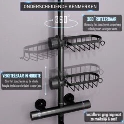 Nolad® - Doucherek Hangend - Doucherek Zonder Boren - Keukenrek - Gootsteen Organizer - Badkamer Accessoires - Zwart 13 Nolad® - Doucherek Hangend - Doucherek Zonder Boren - Keukenrek - Gootsteen Organizer - Badkamer Accessoires - Zwart -Merkloos Shop 1200x1200 1381