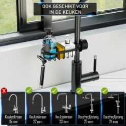 Nolad® - Doucherek Hangend - Doucherek Zonder Boren - Keukenrek - Gootsteen Organizer - Badkamer Accessoires - Zwart 15 Nolad® - Doucherek Hangend - Doucherek Zonder Boren - Keukenrek - Gootsteen Organizer - Badkamer Accessoires - Zwart -Merkloos Shop 1200x1200 1383