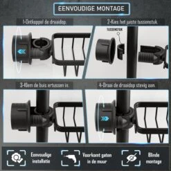 Nolad® - Doucherek Hangend - Doucherek Zonder Boren - Keukenrek - Gootsteen Organizer - Badkamer Accessoires - Zwart 16 Nolad® - Doucherek Hangend - Doucherek Zonder Boren - Keukenrek - Gootsteen Organizer - Badkamer Accessoires - Zwart -Merkloos Shop 1200x1200 1384