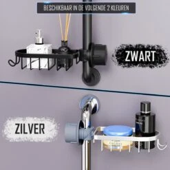Nolad® - Doucherek Hangend - Doucherek Zonder Boren - Keukenrek - Gootsteen Organizer - Badkamer Accessoires - Zwart 17 Nolad® - Doucherek Hangend - Doucherek Zonder Boren - Keukenrek - Gootsteen Organizer - Badkamer Accessoires - Zwart -Merkloos Shop 1200x1200 1385