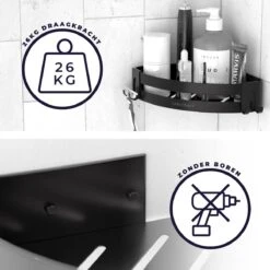 Sanicraft® Doucherekje - Doucherekje Zonder Boren - Geschikt Voor Elk Type Muur - Doucherekje Hangend - Doucheplank - Doucherekje Hoek - Doucherekje Zwart -Merkloos Shop 1200x1200 1389