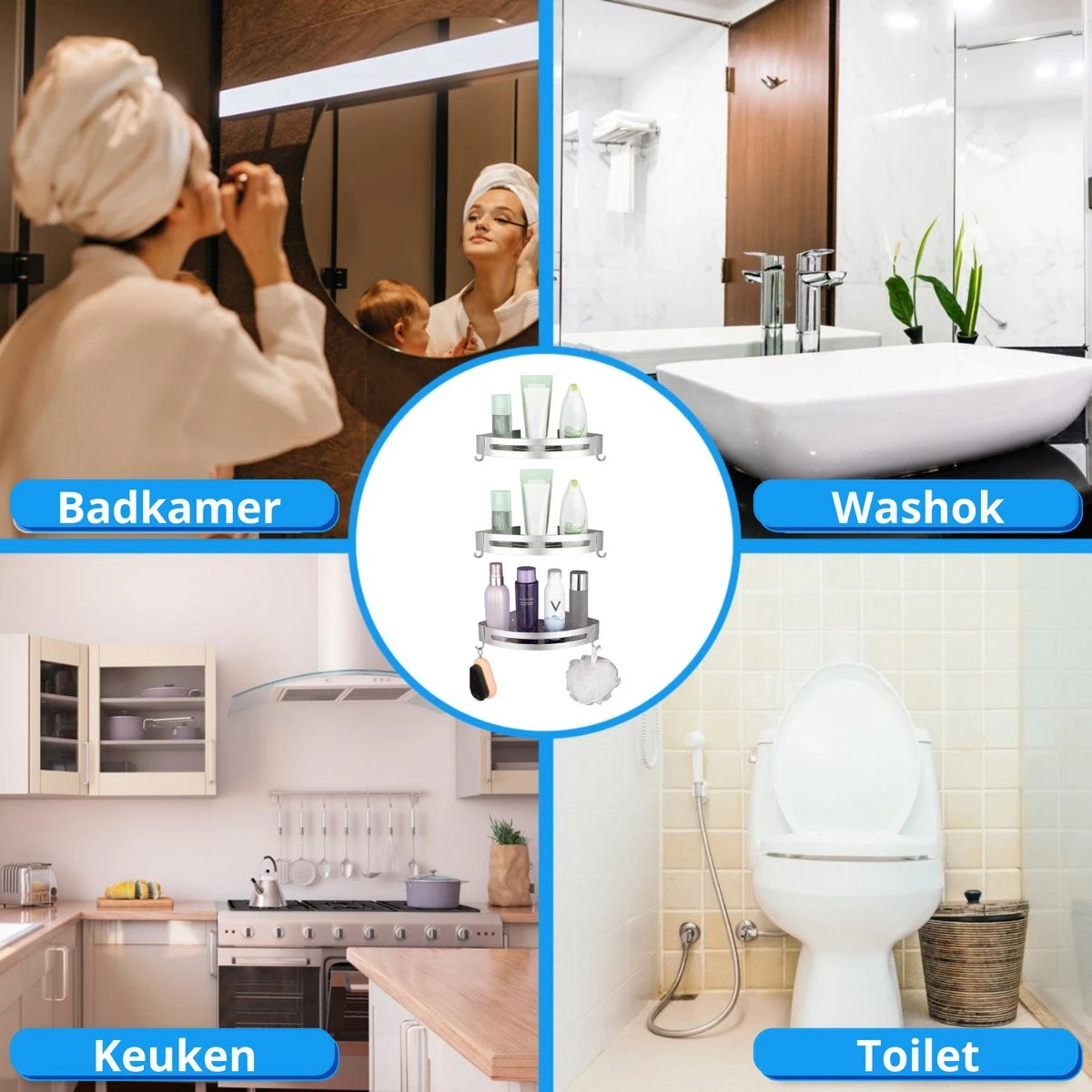 BrandtBergkamp RVS Doucherek 3 Laags – Zonder Boren – Doucherek Hangend – Badkamerrek Zilver 7 BrandtBergkamp RVS Doucherek 3 Laags – Zonder Boren – Doucherek Hangend – Badkamerrek Zilver - Afbeelding 5