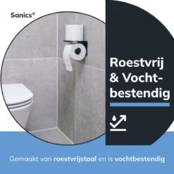 Sanics WC Rolhouder Zwart – Toiletrolhouder Zonder Boren – Met Plankje - Zelfklevend - RVS -Merkloos Shop 1200x1200 141