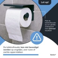 Sanics WC Rolhouder Zwart – Toiletrolhouder Zonder Boren – Met Plankje - Zelfklevend - RVS -Merkloos Shop 1200x1200 142
