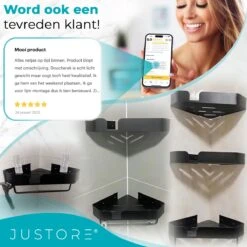 Luxe Doucherek Zonder Boren – 1/2/3 Laags – 32 Cm – Hangend – Aluminium – Zwart -Merkloos Shop 1200x1200 1424