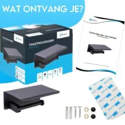 Sanics WC Rolhouder Zwart – Toiletrolhouder Zonder Boren – Met Plankje - Zelfklevend - RVS -Merkloos Shop 1200x1200 144