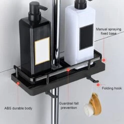 Merkloos Douchestang Opbergrek - Zonder Boren - Luxe - Zwart - Shampoohouder - Zeephouder - Opbergrek - Douche - Douchegelhouder -Merkloos Shop 1200x1200 1443
