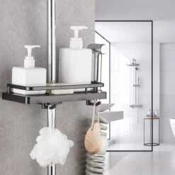 Merkloos Douchestang Opbergrek - Zonder Boren - Luxe - Zwart - Shampoohouder - Zeephouder - Opbergrek - Douche - Douchegelhouder -Merkloos Shop 1200x1200 1444
