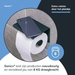Sanics WC Rolhouder Zwart – Toiletrolhouder Zonder Boren – Met Plankje - Zelfklevend - RVS -Merkloos Shop 1200x1200 145