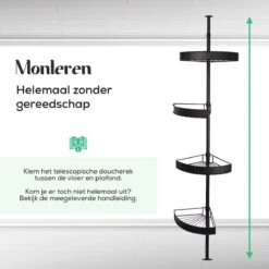 Avint Goods Telescopisch Doucherek Zonder Boren – 4 Laags Badkamerrek Staand – Douche Rek Hoekrek – Zwart 13 Avint Goods Telescopisch Doucherek Zonder Boren – 4 Laags Badkamerrek Staand – Douche Rek Hoekrek – Zwart -Merkloos Shop 1200x1200 1471