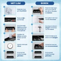 Merkloos Doucherek Zonder Boren 2x 30 Cm – Doucherek – Doucherek Hangend – Badkamerrek – Zonder Boren – IP68 Waterdicht – 4KG Draagkracht – Zwart RVS -Merkloos Shop 1200x1200 1475