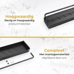 Merkloos Doucherek Zonder Boren 2x 30 Cm – Doucherek – Doucherek Hangend – Badkamerrek – Zonder Boren – IP68 Waterdicht – 4KG Draagkracht – Zwart RVS -Merkloos Shop 1200x1200 1482