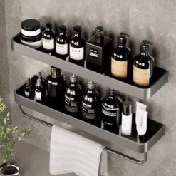 Merkloos Doucherek Zonder Boren 2x 30 Cm – Doucherek – Doucherek Hangend – Badkamerrek – Zonder Boren – IP68 Waterdicht – 4KG Draagkracht – Zwart RVS -Merkloos Shop 1200x1200 1484