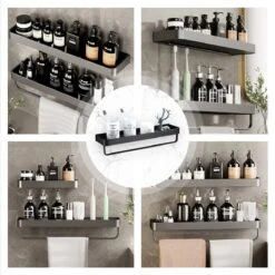 Merkloos Doucherek Zonder Boren 2x 30 Cm – Doucherek – Doucherek Hangend – Badkamerrek – Zonder Boren – IP68 Waterdicht – 4KG Draagkracht – Zwart RVS -Merkloos Shop 1200x1200 1485