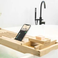 IMoshion Badplank Voor In Bad - Dienblad Inclusief Pootjes - Tablet Houder - Badrek Uitschuifbaar 75 Tot 110 Cm - Lichtbruin -Merkloos Shop 1200x1200 1536