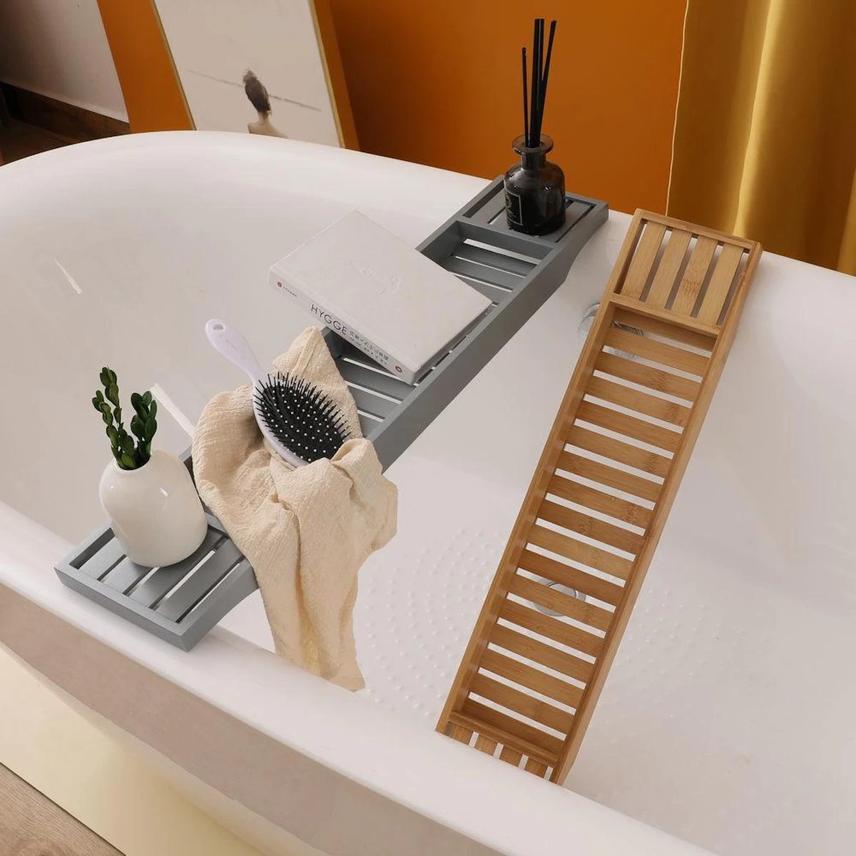 Merkloos Decopatent® Badrekje Voor Over Bad - 70 Cm - Bamboe Hout - Badrek - Badplank - Badbrug - Basic Bad Tafeltje Voor In Bad - Naturel 7 Merkloos Decopatent® Badrekje Voor Over Bad - 70 Cm - Bamboe Hout - Badrek - Badplank - Badbrug - Basic Bad Tafeltje Voor In Bad - Naturel - Afbeelding 5