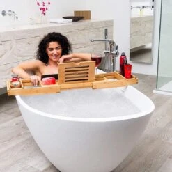 Merkloos Decopatent® Luxe Badplank - Badrekje - Uitschuifbaar 75 Tot 110 Cm - Boekenhouder - Tablethouder - Bamboe Hout Badplankje - Badrek -Merkloos Shop 1200x1200 1548