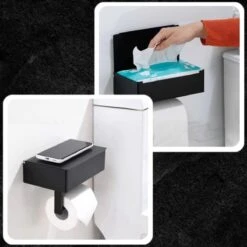 Toiletrolhouder - Plankje & Bakje - Planchet Opbergruimte - WC Rolhouder - Zelfklevend Of Borend - RVS - Waterbestendig - Rheme -Merkloos Shop 1200x1200 16