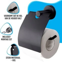 Sanics Toiletrolhouder Zwart Met Klep - WC Rolhouder RVS Inclusief Montage Set - Closetrolhouder -Merkloos Shop 1200x1200 167