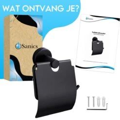 Sanics Toiletrolhouder Zwart Met Klep - WC Rolhouder RVS Inclusief Montage Set - Closetrolhouder -Merkloos Shop 1200x1200 168