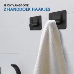 Toiletrolhouder Met Telefoonhouder - Zelfklevend / Boren / Zonder Boren - Incl. Handdoekhaakjes - WC Rolhouder - Zwart -Merkloos Shop 1200x1200 185