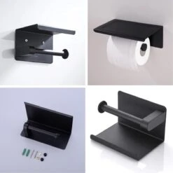 Toiletrolhouder Met Telefoonhouder - Zelfklevend / Boren / Zonder Boren - Incl. Handdoekhaakjes - WC Rolhouder - Zwart -Merkloos Shop 1200x1200 187