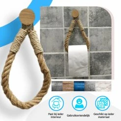 Jelta Toiletrolhouder Zonder Boren- Wc Rolhouder - Zuignap - Zelfklevend - Hout En Touw -Merkloos Shop 1200x1200 189