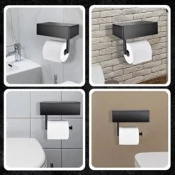 Toiletrolhouder - Plankje & Bakje - Planchet Opbergruimte - WC Rolhouder - Zelfklevend Of Borend - RVS - Waterbestendig - Rheme -Merkloos Shop 1200x1200 19