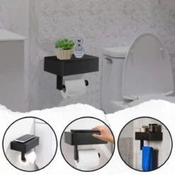 Toiletrolhouder - Plankje & Bakje - Planchet Opbergruimte - WC Rolhouder - Zelfklevend Of Borend - RVS - Waterbestendig - Rheme -Merkloos Shop 1200x1200 20