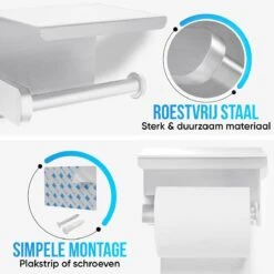 Strex WC Rolhouder Met Plankje - Zilver - Zelfklevend / Boren / Zonder Boren - Toiletrolhouder - WC Papier Houder -Merkloos Shop 1200x1200 213