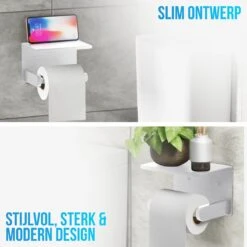Strex WC Rolhouder Met Plankje - Zilver - Zelfklevend / Boren / Zonder Boren - Toiletrolhouder - WC Papier Houder -Merkloos Shop 1200x1200 217