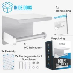 Strex WC Rolhouder Met Plankje - Zilver - Zelfklevend / Boren / Zonder Boren - Toiletrolhouder - WC Papier Houder -Merkloos Shop 1200x1200 219
