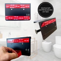 WC Rolhouder - Zelfklevend Toiletrolhouder Met Plankje - WC Papier Houder Zonder Boren - WC Rolhouder Met Plankje - Toiletrolhouder - Toiletrolhouder Zwart - Fienosa -Merkloos Shop 1200x1200 266