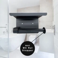 WC Rolhouder - Zelfklevend Toiletrolhouder Met Plankje - WC Papier Houder Zonder Boren - WC Rolhouder Met Plankje - Toiletrolhouder - Toiletrolhouder Zwart - Fienosa -Merkloos Shop 1200x1200 267